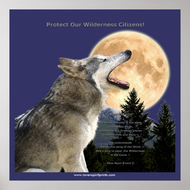 WOLF HOWL & MOON Art Poster (Devant)