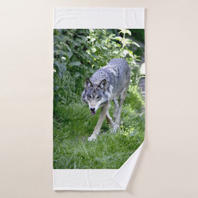Wolf Howl Vie sauvage Arbres animaux Destiny Desti (Serviette de bain)