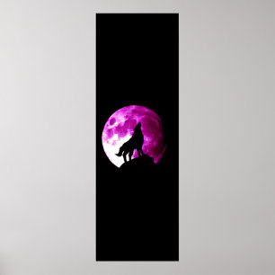 Wolf Howling at Moon Poster - Art Imaginaire