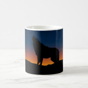 Wolf Howling Silhouette à Sunset Coffee Mug