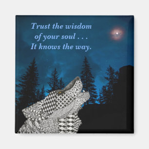 Wolf Howling sur le aimant de la lune