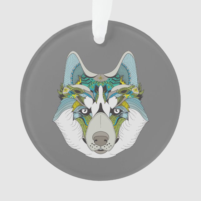Wolf husky embelli vert bleu (devant)
