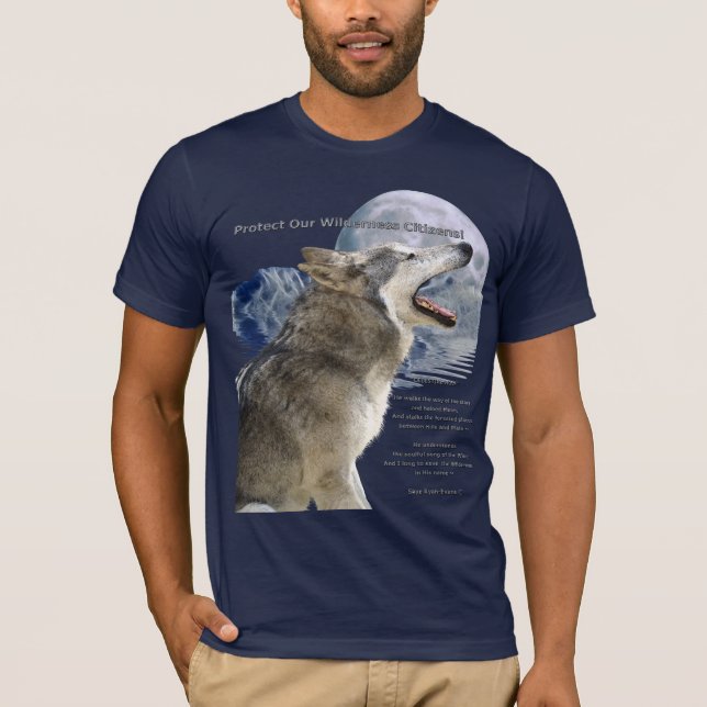 WOLF, Lune, Montagnes & T-shirt poème (Devant)