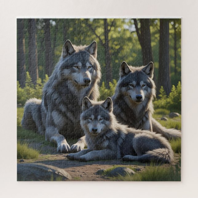 Wolf Mom and Pup Jigsaw Puzzle (Vertical)