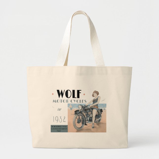 Wolf Motorcycles Large Tote Bag (Devant)
