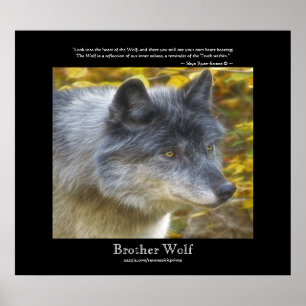 Wolf Portrait & Wolf Poem Poem Wildlife Art Poster