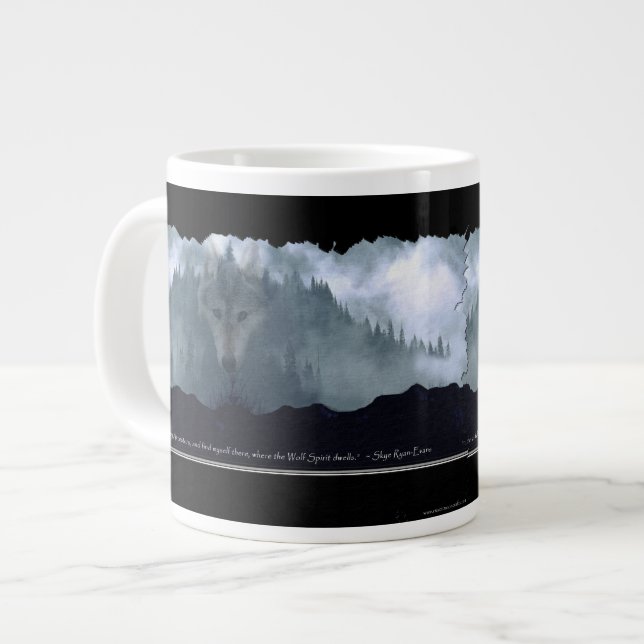 Wolf Spirit & Mountain Jumbo Soupe & Café Mug (Devant gauche)