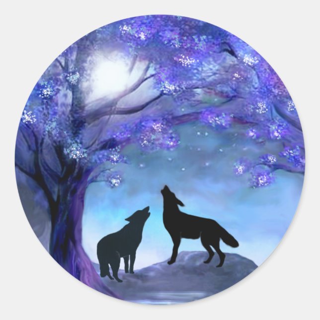 Wolf Wolfs Animaux sauvages Stickers Bleus (Devant)