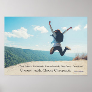 Woman jumping at top of hill Chiropractic poster