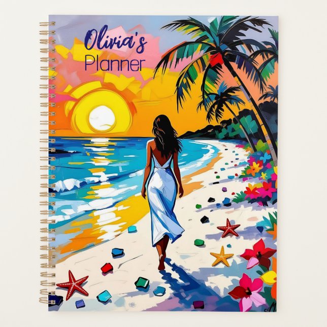 Woman on Beach Tropical Scene Personalized (Devant)