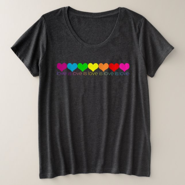 Women’s Plus Pride Rainbow Hearts L’amour est amou (Design devant)