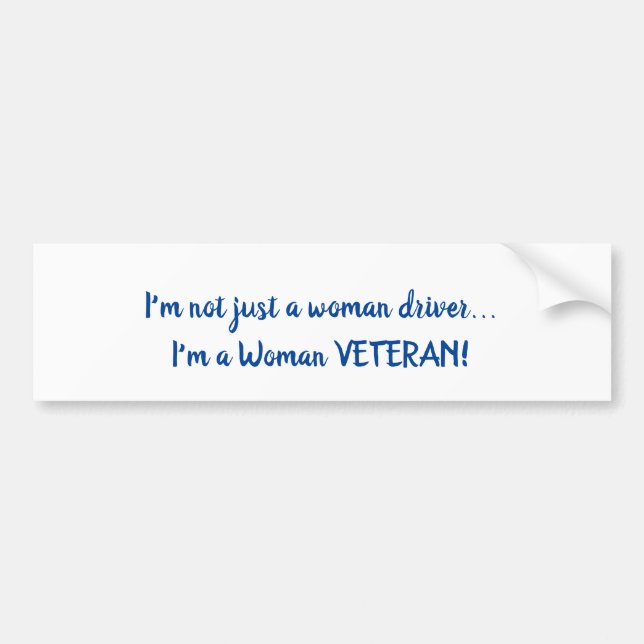 Women Veteran Blue on White Bumper Sticker (Devant)