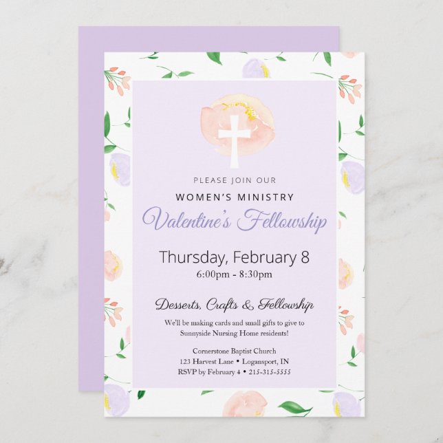 Women's Ministry Valentine's Fellowship Invitation (Devant / Derrière)