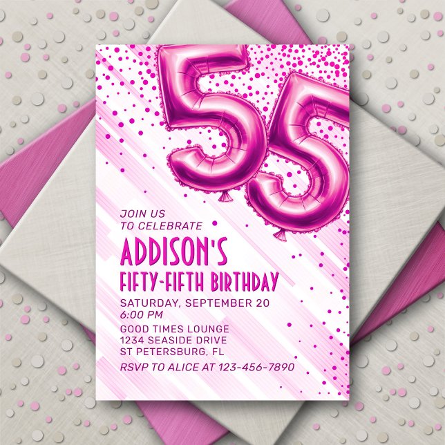 Womens Pink 55e anniversaire Invitation (Créateur téléchargé)