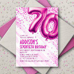 Womens Pink 70th Birthday Invitation<br><div class="desc">Un design d'anniversaire qui va directement à la fête - pas de désordre autour. Doté de numéros audacieux et stylisés pour ressembler à des ballons de papier peint avec des confettis étincelants tout autour, ce design apporte des vibrations instantanées. Le jeu de couleurs rose vif et le texte art déco...</div>