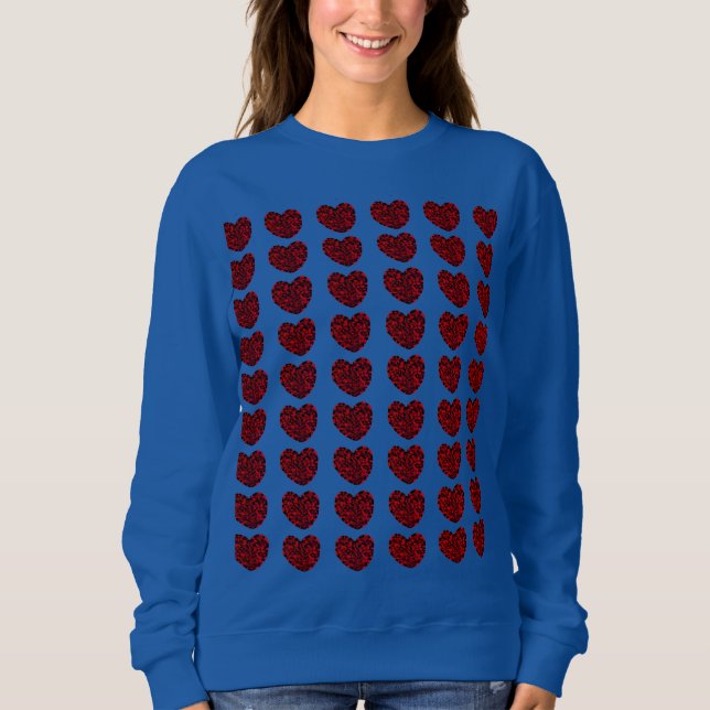 Women's Red Hearts Sweatshirt (Devant)
