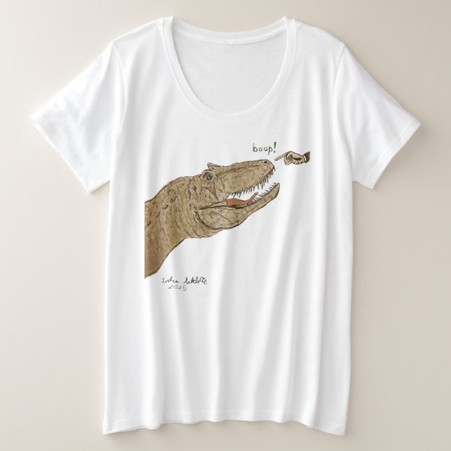 Womens T-shirt Allosaurus Boop Dinosaur Plus SIze  (Design devant)