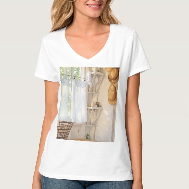 Womens T-Shirt Curtain in the Wind (Devant)