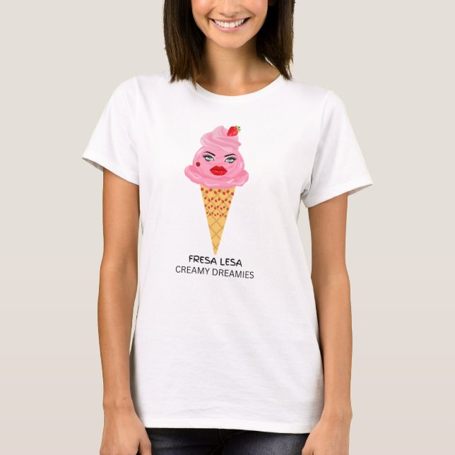 womens tshirt Fresa Lesa strawberry ice cream cone (Devant)