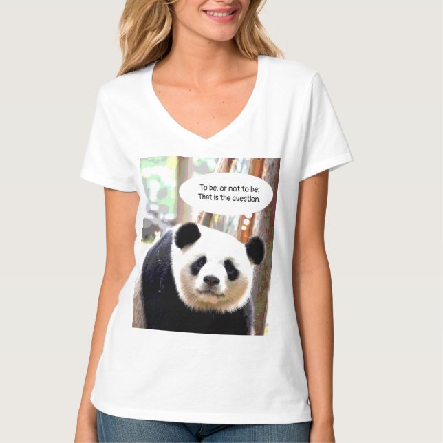 Womens V Cou TShirts Citation hameçon Panda Bear (Devant)
