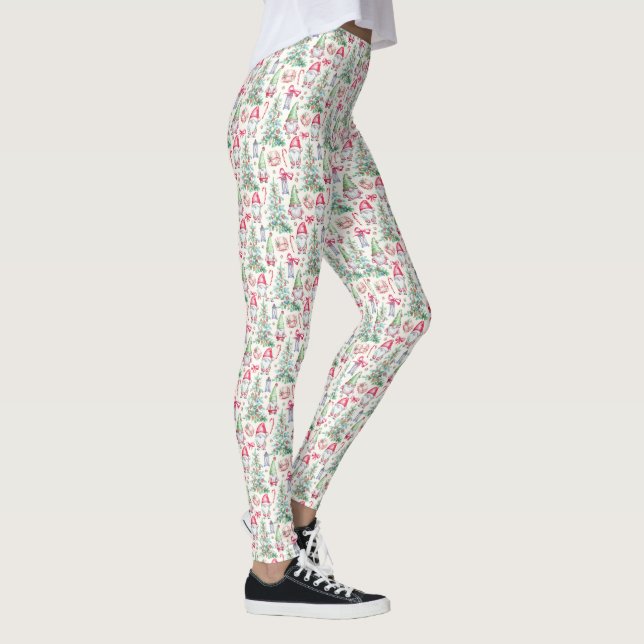  Women's Watercolor Christmas Gnomes Leggings  (Droite)