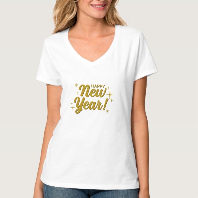 Women's white t-shirt - Happy New Year with an ele (Devant)
