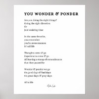 Wonder réfléchir auto amour soins poème poster art