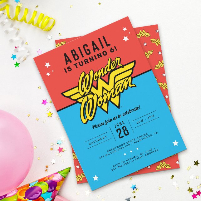 Wonder Woman Classic Logo Anniversaire Invitation (Créateur téléchargé)