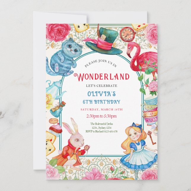 Wonderland Birthday Invitation (Devant)