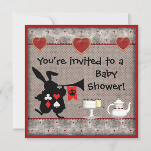 Wonderland Rabbit Herald Baby showers Invitations