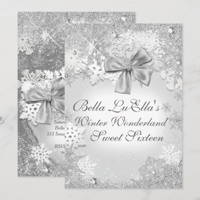 Wonderland Snowflake Party Invitations (Devant / Derrière)