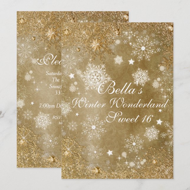 Wonderland Snowflake Party Invitations (Devant / Derrière)