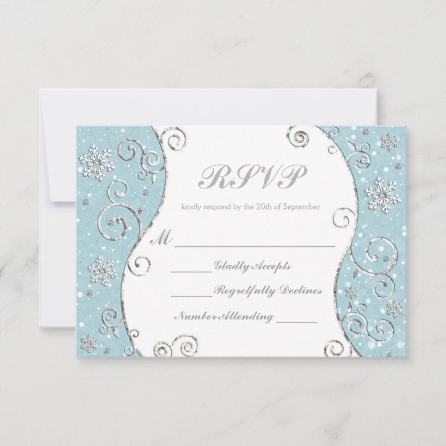 Wonderland Snowflakes Swirl Carte RSVP (Devant)