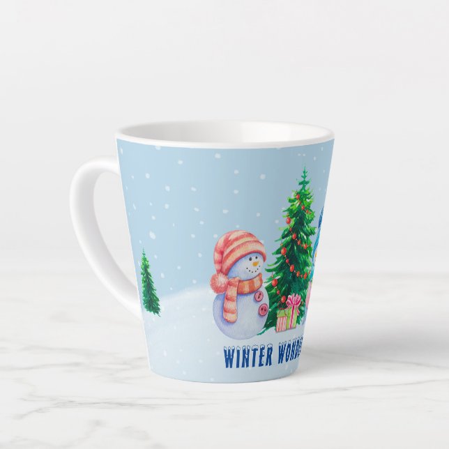 Wonderland Snowman Couple Latte Mug (Angle gauche)