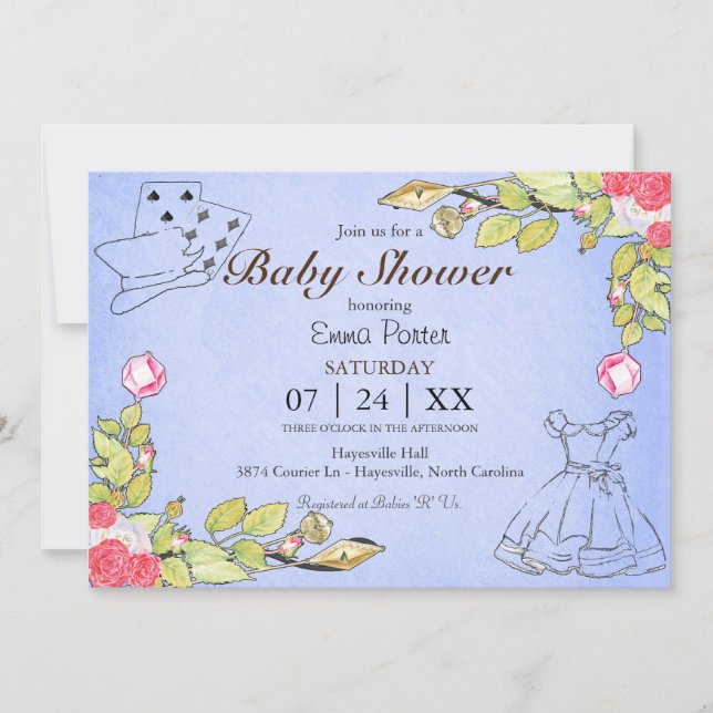Wonderland Storybook Baby shower Invitation (Devant)