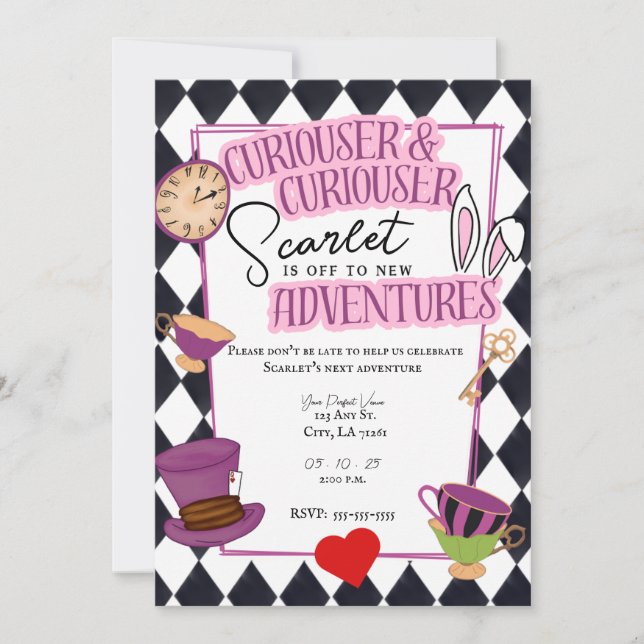 Wonderland Tea Party for Graduation Invitation (Devant)