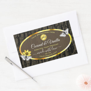 Wood Grain Dark Brown Gold Produit Étiquettes Ajou