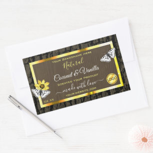 Wood Grain Dark Brown Gold Produit Étiquettes Ajou