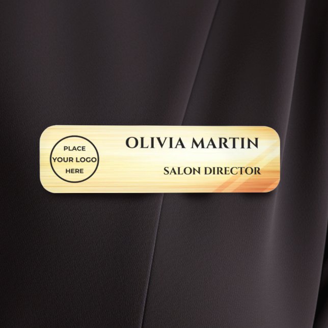 Wood-grain Gold-2 Magnetic Name Badge (Créateur téléchargé)