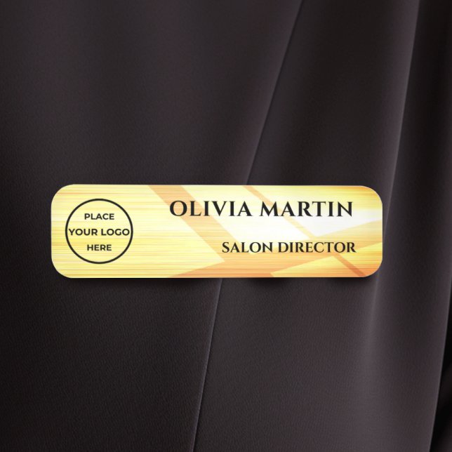 Wood-grain Gold-4 Magnetic Name Badge (Créateur téléchargé)