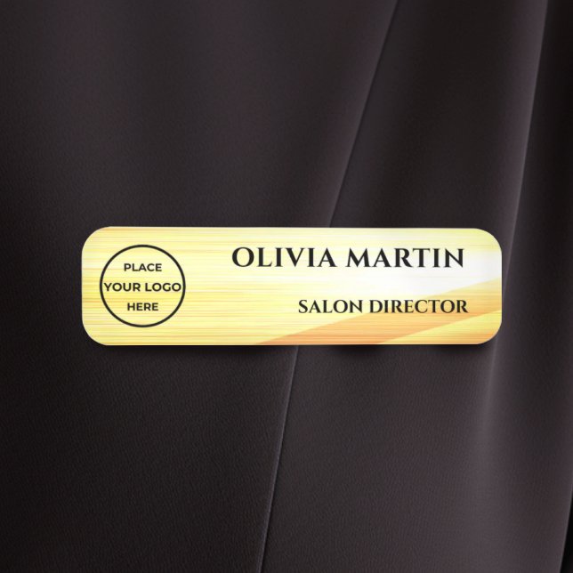 Wood-grain Gold Magnetic Name Badge (Créateur téléchargé)