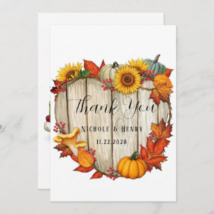 Wood Heart Shape Citrouille Mariage Merci Cartes