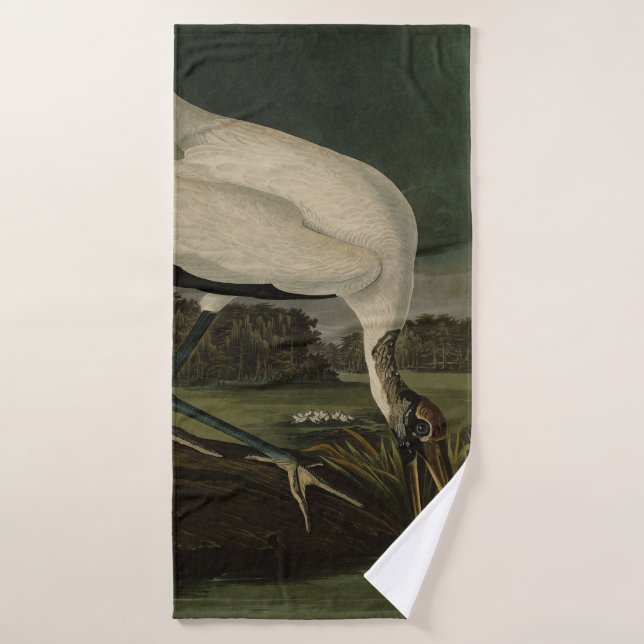 Wood Ibiss (Ibis, Stork) : Audubon Birds of Americ (Serviette de bain)