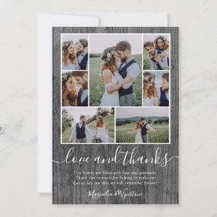 Wood Photo Collage Amour et Merci Mariage