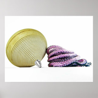 Wooden Spinning Top Poster