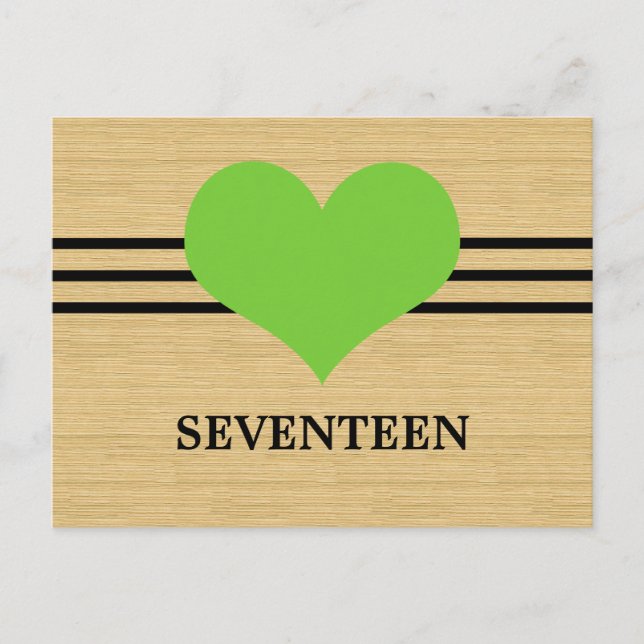 Woodgrain Mod Heart Numéro de table Carte postale, (Devant)
