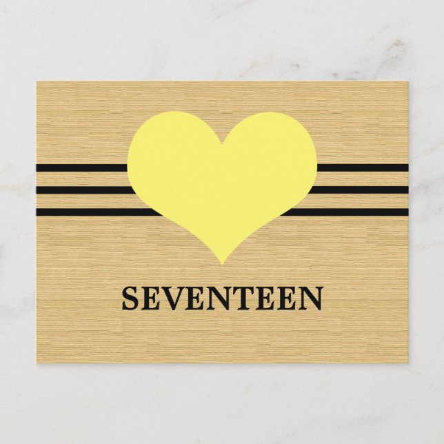 Woodgrain Mod Heart Numéro de table Carte postale, (Devant)