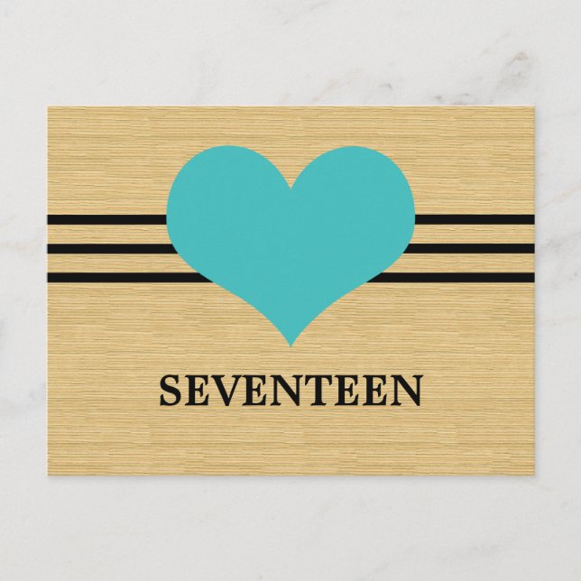 Woodgrain Mod Heart Numéro de table Carte postale, (Devant)