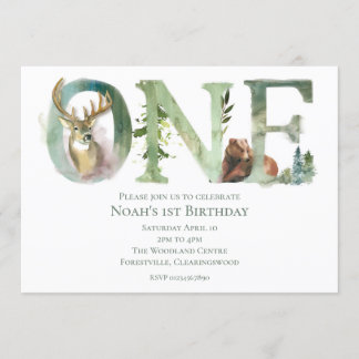 Woodland 1er anniversaire Invitation