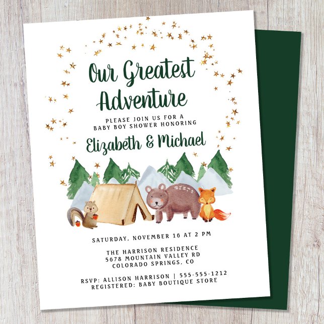 Woodland Adventure Couples Baby shower Invitation (Créateur téléchargé)